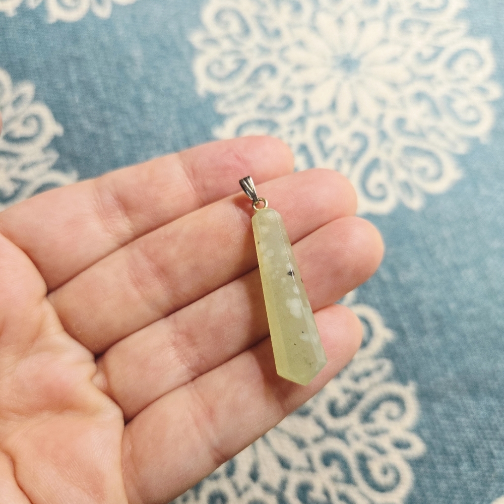 Vintage Silver Jade Drop Pendant